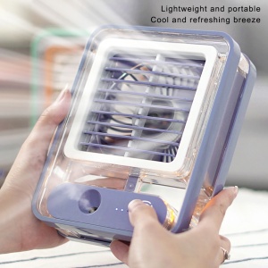 Mini ventilator portabil cu umidificator, 3 trepte de viteza, touch control, iluminare LED, incarcare cablu USB K KATHODE