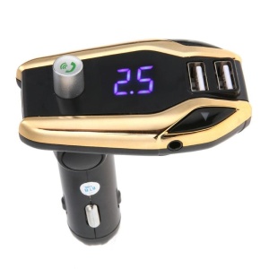 Modulator auto FM, car kit bluetooth, transmitator FM, Transmitator Bluetooth wireless, adaptor FM, modulator muzica Handsfree Mp3 Player, audio USB, design elegant, Auriu - Img 4