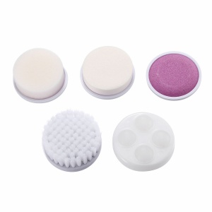Perie Electrica Ingrijire Piele, Beauty Care Massager, pentru Fata si Corp, 5x Capete de Schimb, 2x Trepte de Viteza, Fara Fir, Culoare Roz - Img 6