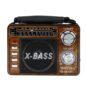 Radio portabil MP3, frecvente FM/AM/SW, slot SD, USB, lanterna, maro, Waxiba - Img 6