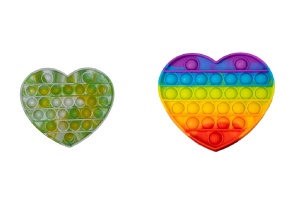 Set 2 x jucarii antistres POP IT inima multicolora si galben, alb, verde K KATHODE