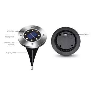 Set 2x Lampa Cu Incarcare Solara Rapida SI Timp Mare De Utilizare, Tip Spot Cu 8 Leduri, GAIA, Pentru Gradina, WaterProof ,IP65 , Carcasa Din Metal Rezistent - Img 5