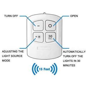 Set 3 lampi LED wireless, control prin telecomanda, 2 trepte de lumina, temporizare 30 min, alimentare cu baterii, Alb, YULMI - Img 5
