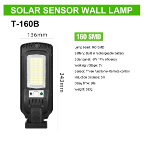 Set 3 x lampa stradala cu incarcare solara, 160 x LED SMD, 3 moduri de functionare, buton ON/OFF, rotatie 360°, telecomanda inclusa, T-160B K KATHODE - Img 3