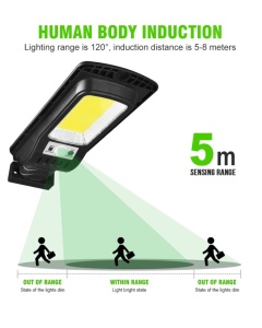 Set 3 x lampa stradala cu incarcare solara, 264 x LED COB, 3 moduri de functionare, buton ON/OFF, rotatie 360°, telecomanda inclusa, T-160A K KATHODE - Img 5