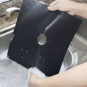 Set 4 bucati folie din teflon pentru aragaz sau plita, reutilizabile, 27 x 27 cm, negru - Img 5