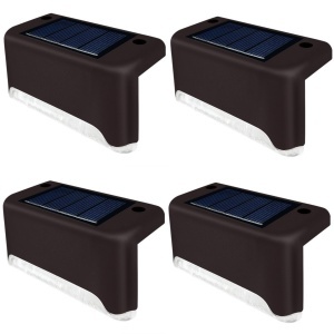 Set 4 lampi cu incarcare solara pentru scari/garduri, lumina de veghe, alb cald, senzor de lumina, IP65 K KATHODE