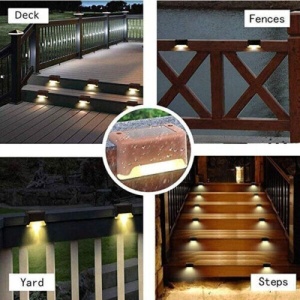 Set 4 lampi solare pentru trepte, iluminare LED, Rezistent la apa IP65, 5W, 8x4.5x4.2 cm, VIELLAN, Maro - Img 8