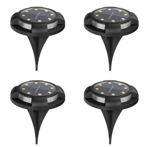 Set 4 lampi solare tip spot pentru gradina, 8 leduri alb cald si 4 leduri multicolor RGB, buton ON/OFF, senzor de lumina 18-12 K KATHODE
