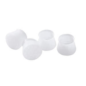 Set 4 protectii picioare scaun, universale din silicon, alb-transparent