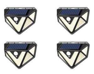 Set 4 x lampa cu incarcare solara, 166 x LED SMD, senzor de miscare/lumina/stare de veghe, buton ON/OFF, CL-166, K KATHODE