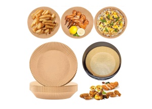 Set 50 hartii de copt pentru AirFryer, Rotund, 20cm, Maro - Img 2