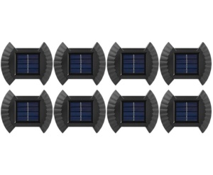 Set 8 lampi de perete cu incarcare solara, senzor amurg, forma scoica, Negru