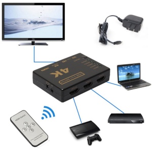 Splitter HDMI 4K, switch 5x1 porturi cu telecomanda, negru - Img 3