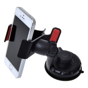 Suport Auto Universal cu Ventuza prindere Parbriz si Suprafete Lucioase, cu Protectii din Silicon pentru Telefon, GPS, Negru