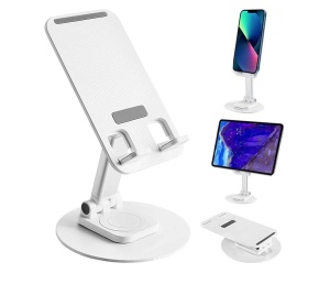 Suport de birou pentru telefon, rotatie 360°, ajustabil, pliabil, reglabil pe inaltime, alb K KATHODE - Img 2