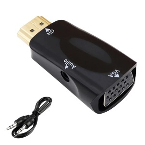 Adaptor HDMI la VGA TechONE™, port Tata-Mama,, unidirectional, mufa aurita, cablu 15 cm, negru