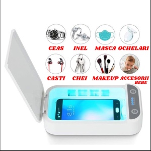 Aparat de dezinfectare si sterilizare cu lumina UVC si aromaterapie cu incarcare USB si portabil, pentru telefoane, chei si alte obiecte mici - Img 3