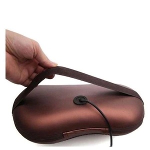 Aparat masaj tip perna relaxare electrica cu masaj cervical sau lombar, pentru gat si spate, functie de incalzire si infrarosu, cu 8 bile rotative, 20 W, 3 capete incalzire/masaj, Maro JRH® - Img 4