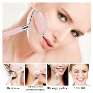 Aparat pentru masaj facial si corporal, jad, 2 role, multifunctional, verde - Img 4