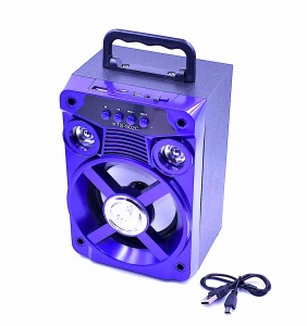 Boxa Portabila Bluetooth 502 bass foarte puternic AUX, USB, CARD, RADIO FM Albastru cu Lumini disco - Img 2
