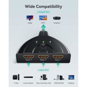 Cablu Splitter switch HDMI cu 3 Porturi, 1080P, Negru - Img 2