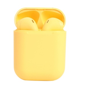 Casti Wireless Bluetooth I12 Macaron Stereo Cu Functie Apelare, Control Muzica, Cutie Incarcare Inclusa, Android/ IOS, Selling Depot, Radio-FM, Aux, SD Card, Galben