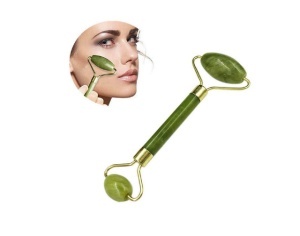 Dispozitiv cu rola de jad natural pentru masaj facial si corporal cu functii antirid, anticearcane, antistres, lifting si tratamente faciale, Green - Img 2