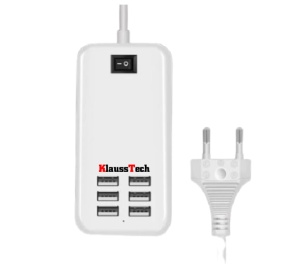 Incarcator 6 Hub USB Conexiune UE SUA, 6 porturi, USB 5V 3A Adaptor de perete, Incarcare telefon mobil pentru iPhone iPad Samsung cu comutator
