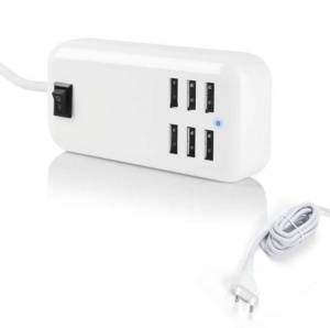 Incarcator portabil, cu intrerupator, 6 porturi usb, alb, Kathode - Img 3