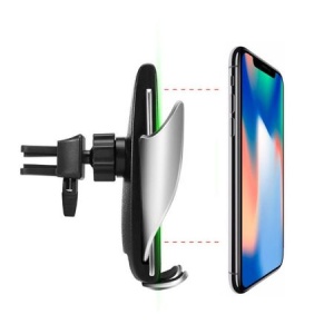 Incarcator, suport auto wireless inteligent,, QC wireless fast charging, Silver-Black, putere in iesire 5w,7,5,10w, compatibil cu toate tipurile de telefon care suporta incarcare wireless - Img 5