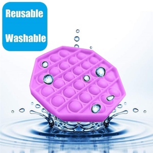 Jucarie antistres din silicon, ASKSA, Pop it now, culoare solida octogon, violet, 13 x 13 x 1.5 cm - Img 4