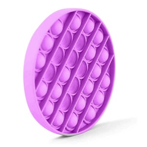 Jucarie antistres din silicon, ASKSA, Pop it now, culoare solida rotunda, violet, 12.5 x 12.5 x 1.5 cm - Img 2