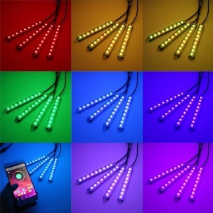 Kit iluminare ambientala auto banda LED RGB, interior masina, 4 benzi, multicolor, 12V, aplicatie dedicata iOS, Android, G-Mark® - Img 2
