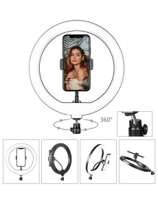 Lampa circulara profesionala RGB cu telecomanda, 3 nuante de alb, suport telefon, diverse jocuri de lumini, conectare USB, diametru 20 cm, trepied 210 cm K KATHODE - Img 3