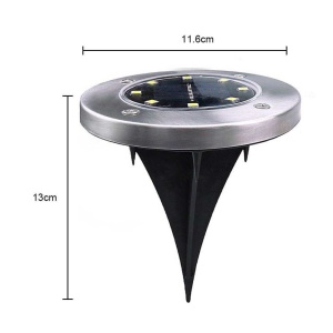 Lampa Solara Tip Spot, 8 Leduri, 11.5X13 Cm, Impermeabil, Argintiu, Metal/Sticla, iKlassQeer - Img 3