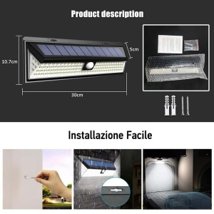Panou LED, LaiXiaoBei , 118 Led-uri, senzor de miscare, pentru casa, stradal ABS, Negru - Img 2