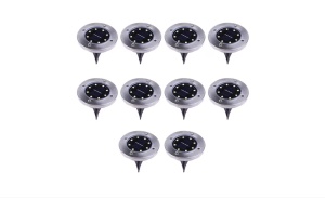 Set 10x Lampi solare, 8 leduri, eficient energetic, argintiu/negru
