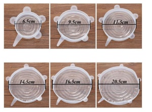 Set 12 Capace Silicon Premium flexibile ,inlocuitor folie strech,dimensiuni diferite,reutilizabile,elastice,Alb transparent - Img 4