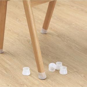 Set 16 protectii de picior mobilier, silicon PVC transparent, antiderapant, 4 cm, alb transparent