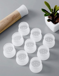 Set 16 protectii de picior mobilier, silicon PVC transparent, antiderapant, 4 cm, alb transparent - Img 6