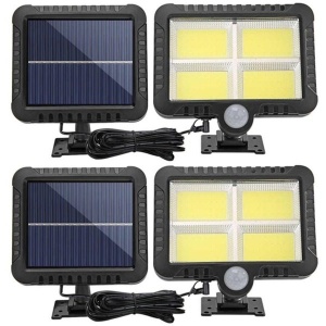 Set 2 lampi solare 128 x LED COB, senzor de miscare si panou solar, 10W K KATHODE