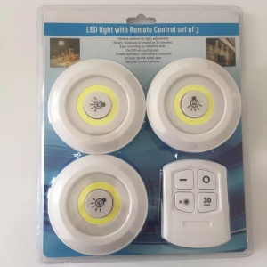 Set 3 lampi LED wireless, control prin telecomanda, 2 trepte de lumina, temporizare 30 min, alimentare cu baterii, Alb, YULMI - Img 6