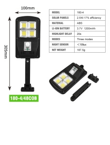 Set 3 x lampa cu incarcare solara, 48 x LED, 3 moduri de functionare, buton ON/OFF CL180-4 K KATHODE - Img 3
