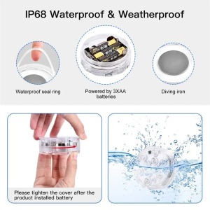 Set 4 becuri led subacvatice pentru piscina, jacuzzi, acvariu, IP68, 16 culori RGB, telecomanda, 4 moduri de iluminare K KATHODE - Img 8