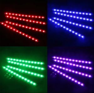Set 4 benzi Lumini ambientale auto, intensitate reglabila, 12 SMD RGB cu telecomanda - Img 4