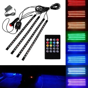 Set 4 benzi RGB auto pentru lumina ambientala, multiple culori, telecomanda - Img 2