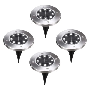 Set 4 Lampi Solare Gradina Tip Spot Vaxiuja,600mAh,8x LED,Rezistent La Apa IP65,Otel Inoxidabil,Alb Rece