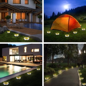 Set 4 Lampi Solare Gradina Tip Spot Vaxiuja,600mAh,8x LED,Rezistent La Apa IP65,Otel Inoxidabil,Alb Cald - Img 6