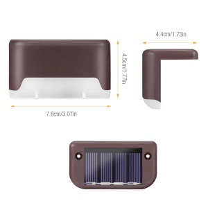 Set 4 lampi solare pentru trepte, iluminare LED, Rezistent la apa IP65, 5W, 8x4.5x4.2 cm, VIELLAN, Maro - Img 9
